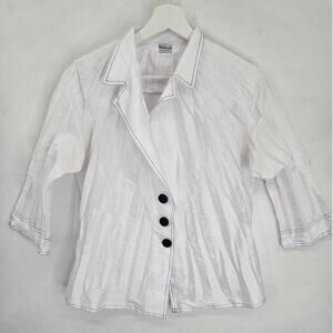 Beluva San Francisco White Pleated Modernist Avant Garde Blouse Size S Core